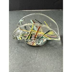 Handcrafted Fused Art Blown Glass Business Card Holder Modernist Pick Up Sticks